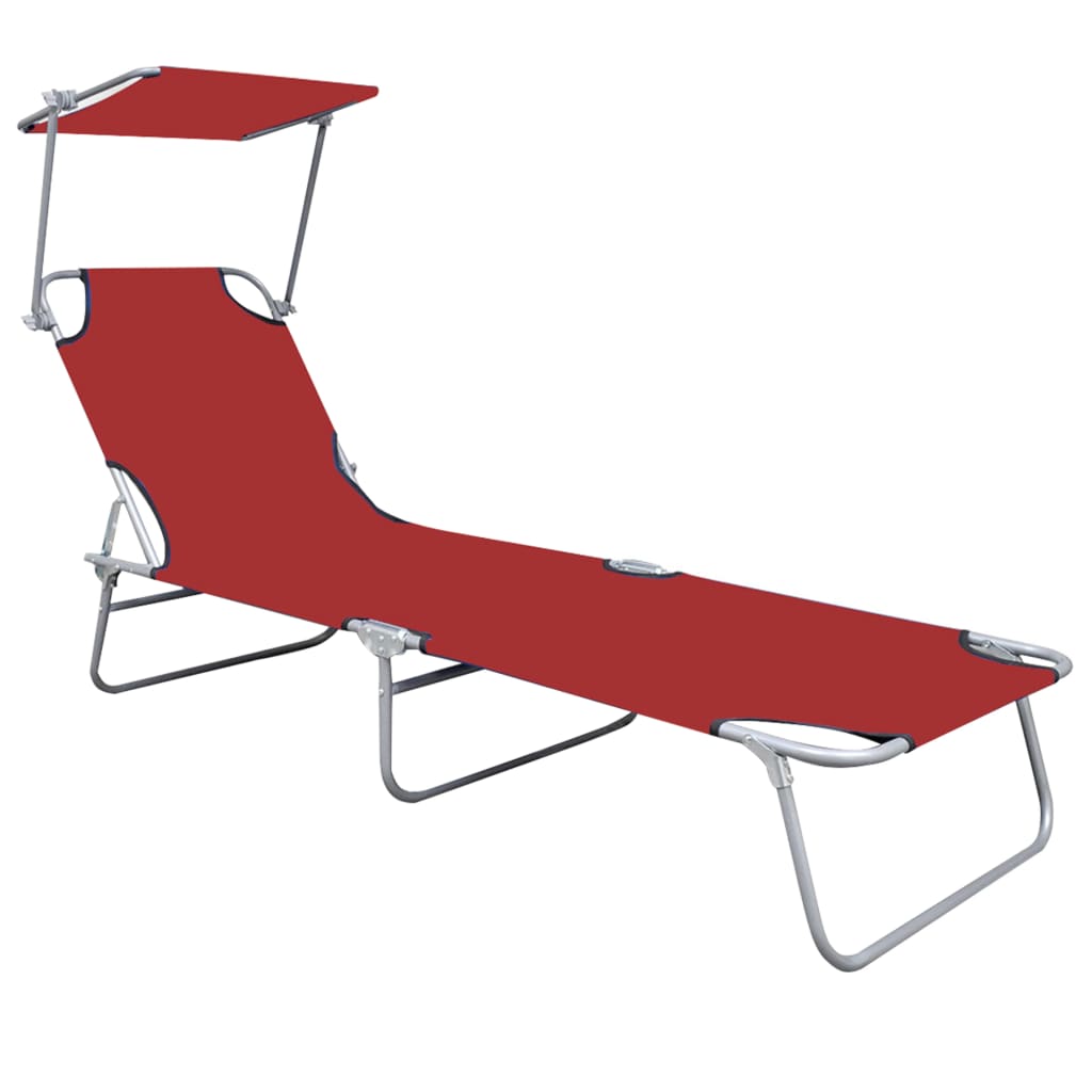 Maison Exclusive - Klappliege Mit Sonnendach Rot Aluminium