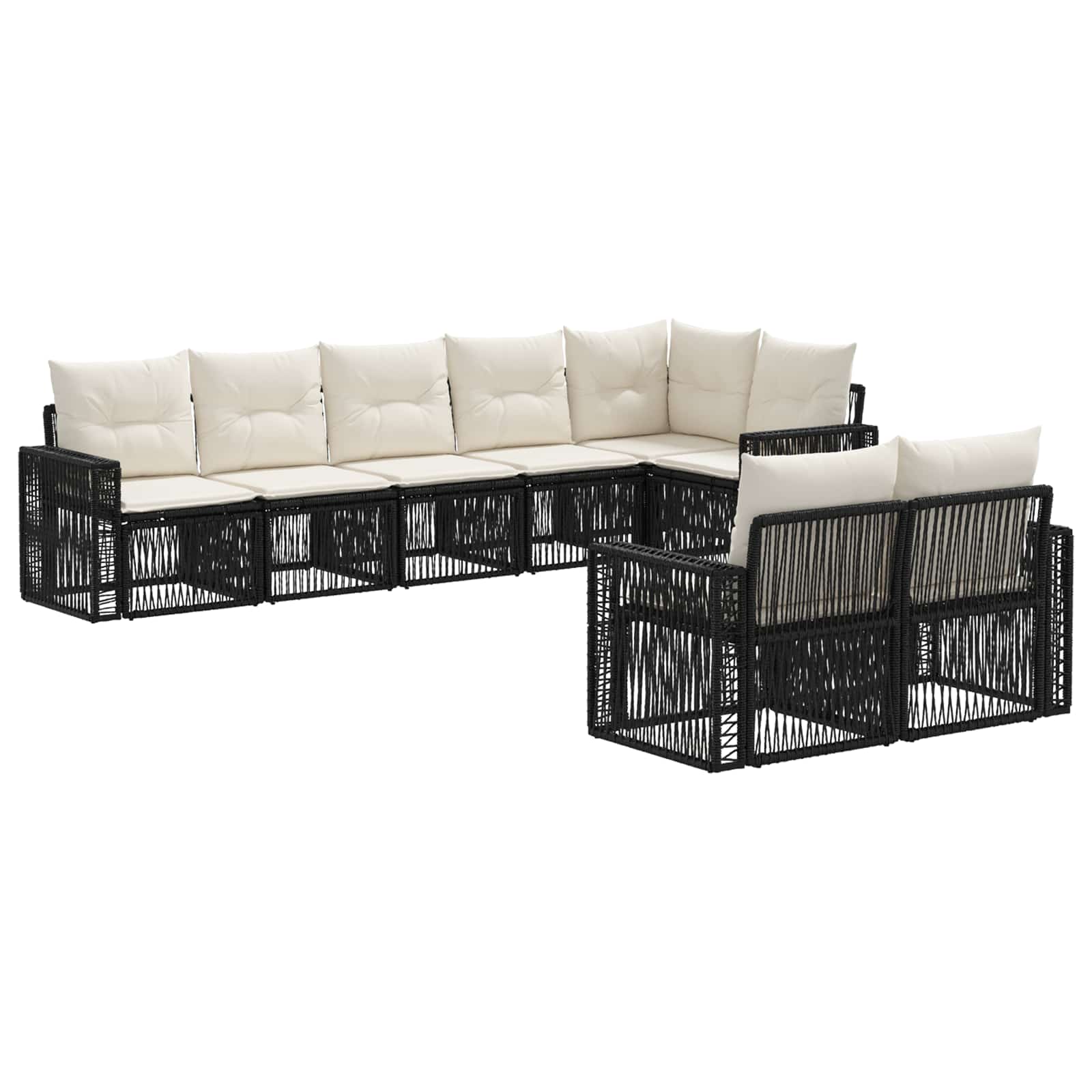Maison Exclusive - Gartensofa-set 8 Stk. Schwarz Und Cremeweiß Po