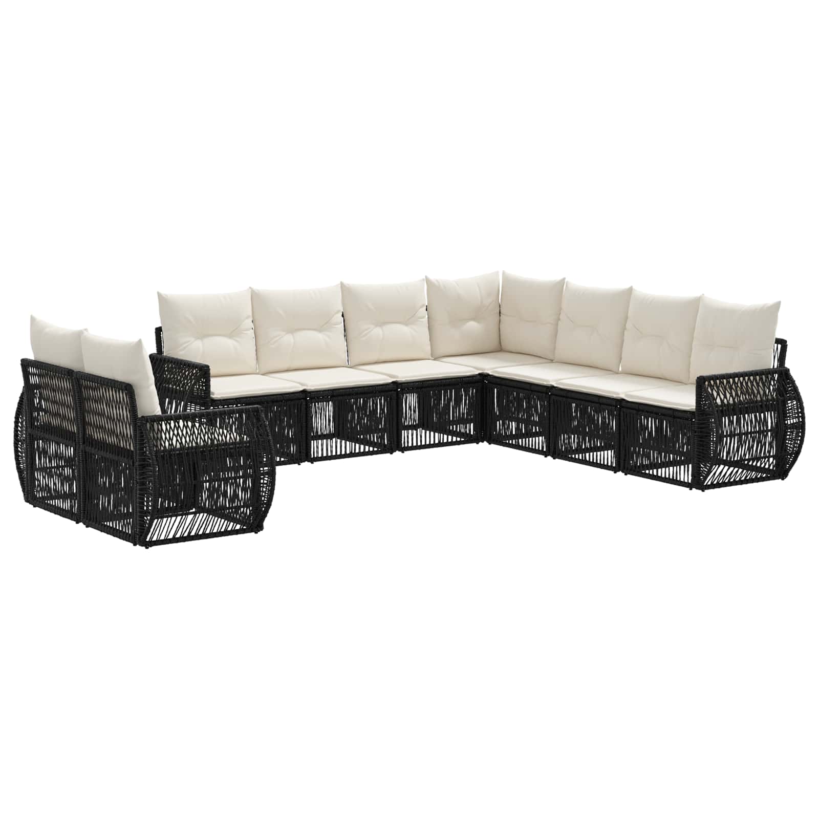 Maison Exclusive - Gartensofa-set 9 Stk. Schwarz Und Cremeweiß Po