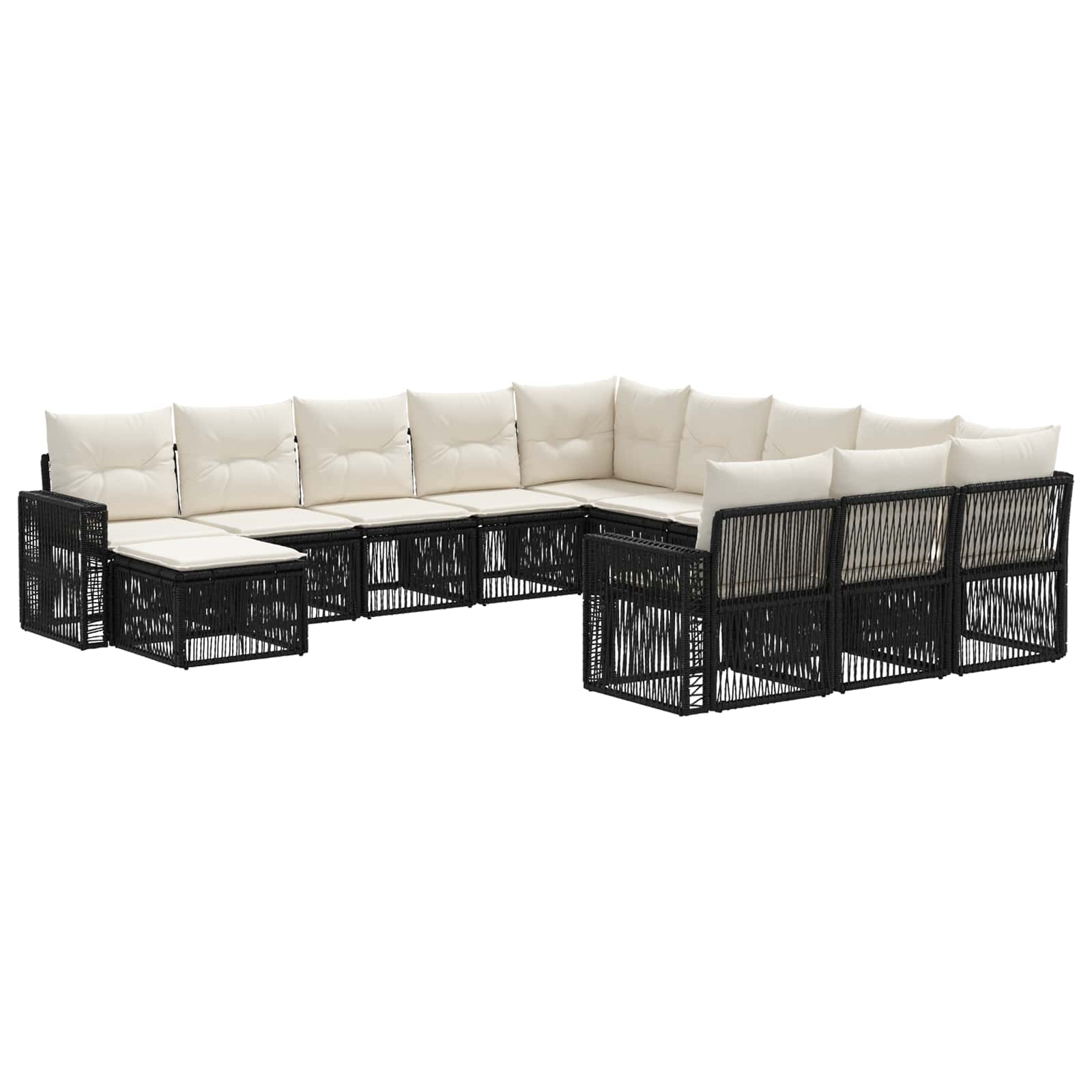 Maison Exclusive - Gartensofa-set 12 Stk. Schwarz Und Cremeweiß P