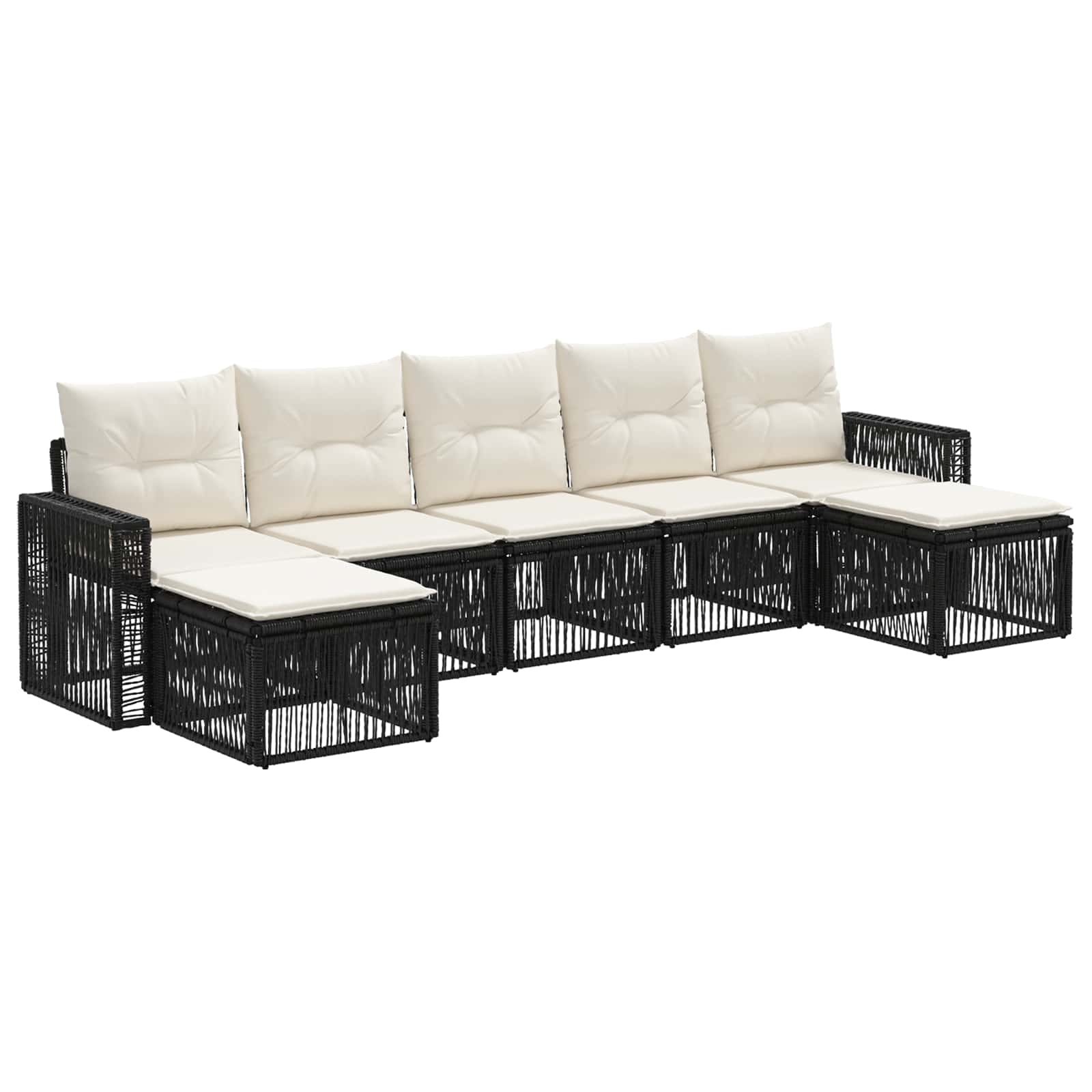 Maison Exclusive - Gartensofa-set 7 Stk. Schwarz Und Cremeweiß Po