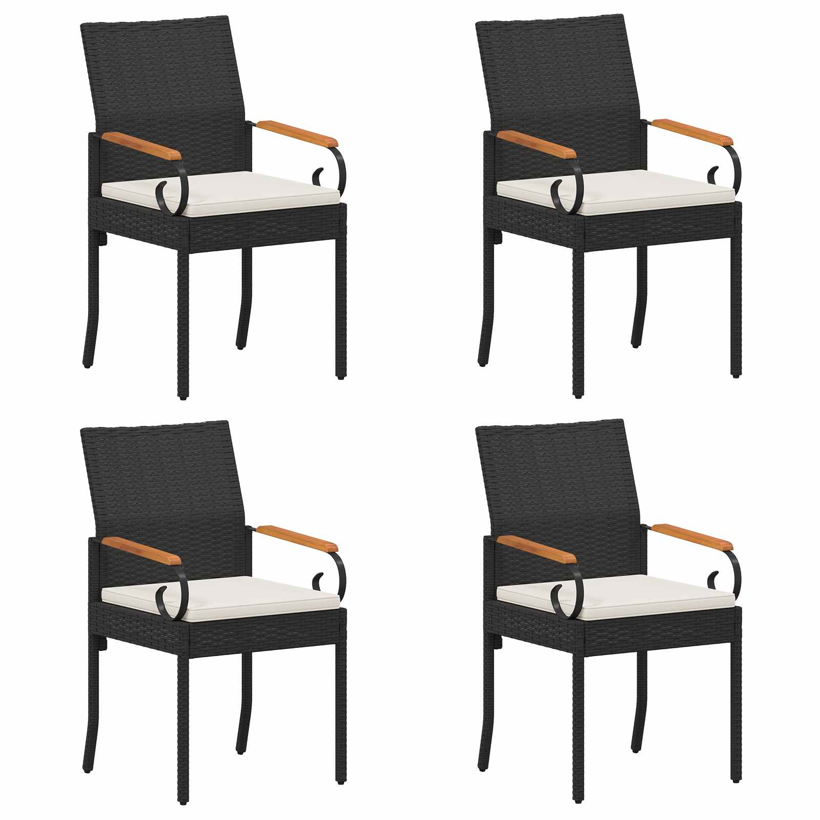 Maison Exclusive - Gartenstühle 4 Stk. Schwarz Und Cremeweiß