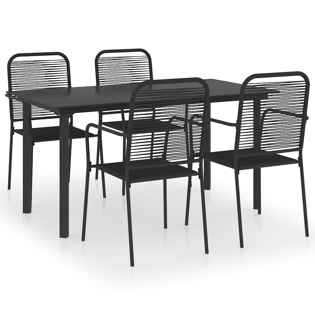 Maison Exclusive - 5-tlg. Garten-essgruppe Schwarz Glas Und Stahl