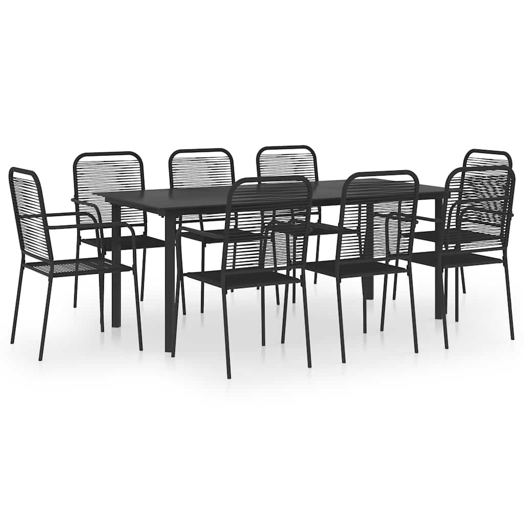 Maison Exclusive - 9-tlg. Garten-essgruppe Schwarz Glas Und Stahl