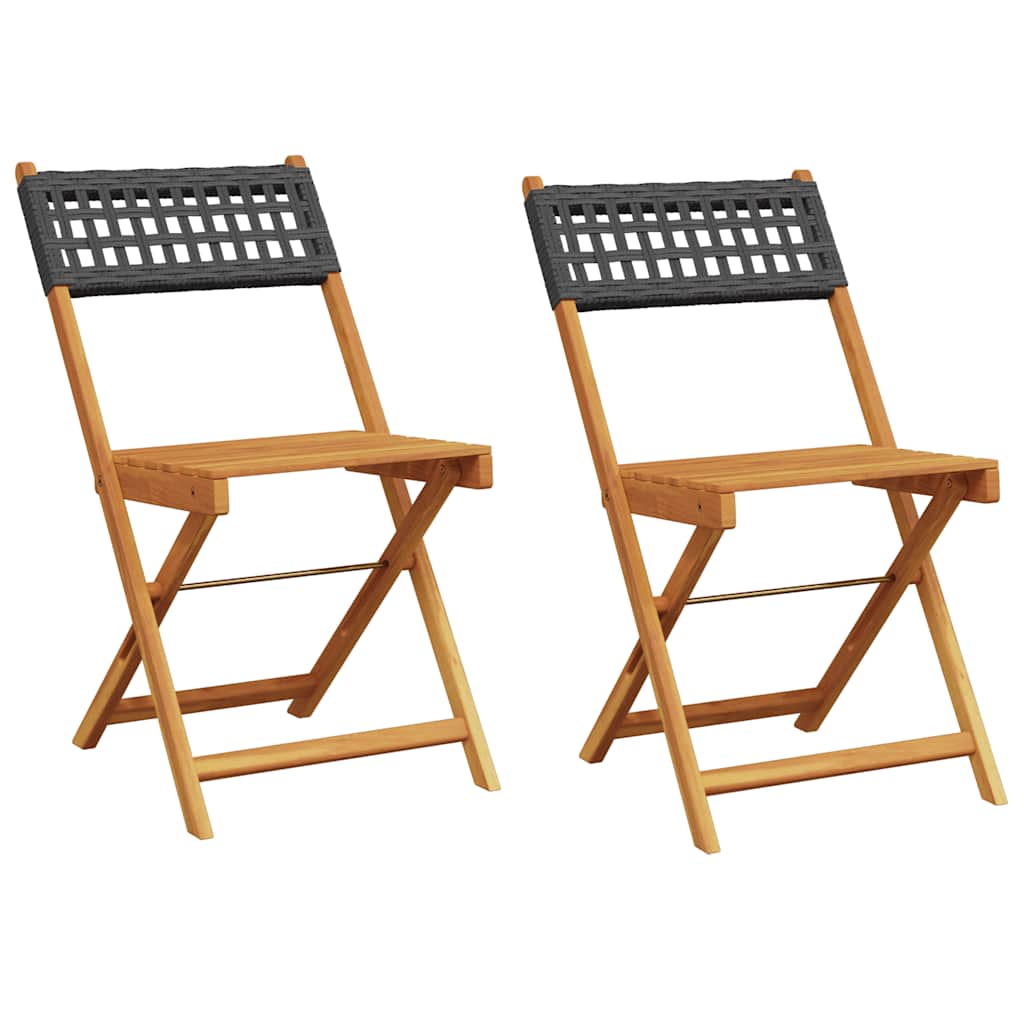 Maison Exclusive - Klappstühle, 2 Stück, Schwarz, Massivholz Akaz