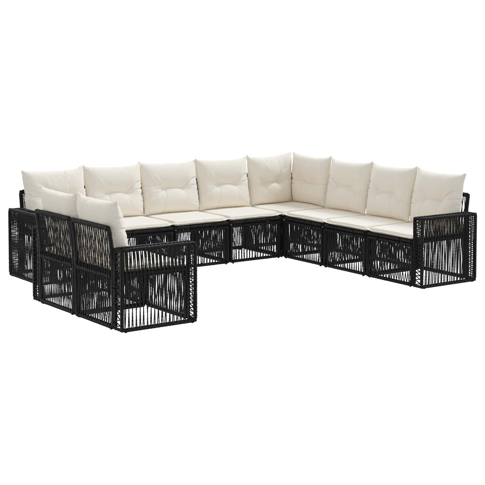 Maison Exclusive - Gartensofa-set 10 Stk. Schwarz Und Cremeweiß P