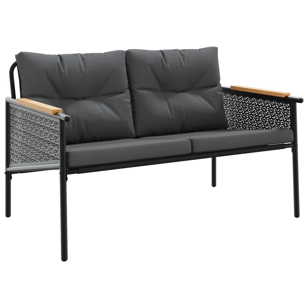 Maison Exclusive - Gartenbank Mit Kissen 116 Cm Schwarz Stahl