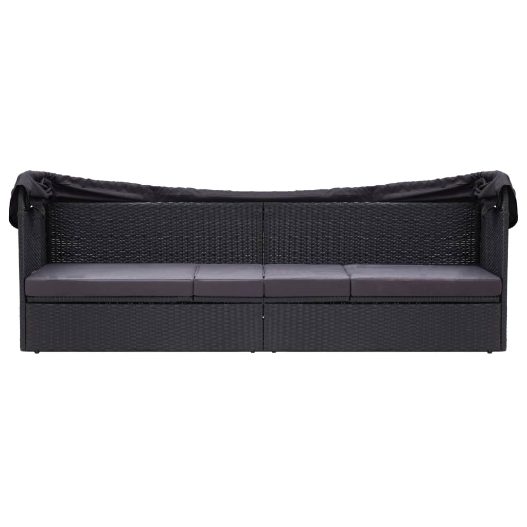 Maison Exclusive - Outdoor-sofabett Mit Dach Poly-rattan Schwarz