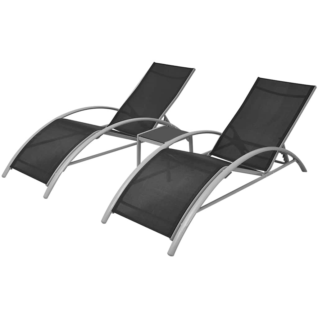 Maison Exclusive - Sonnenliegen Mit Tisch Aluminium Schwarz