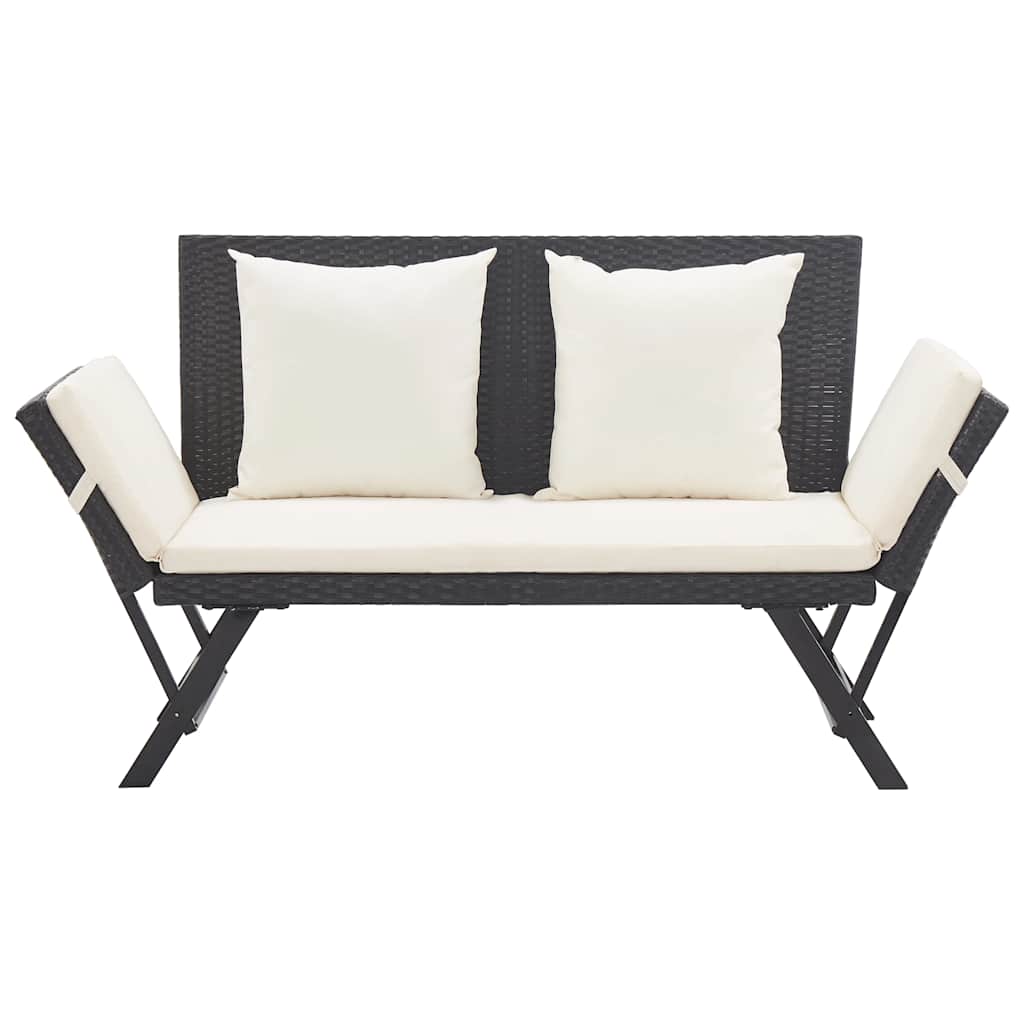 Maison Exclusive - Gartenbank Mit Auflagen 176 Cm Schwarz Poly Ra