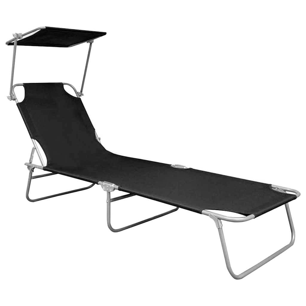 Maison Exclusive - Klappliege Mit Sonnendach Schwarz Aluminium