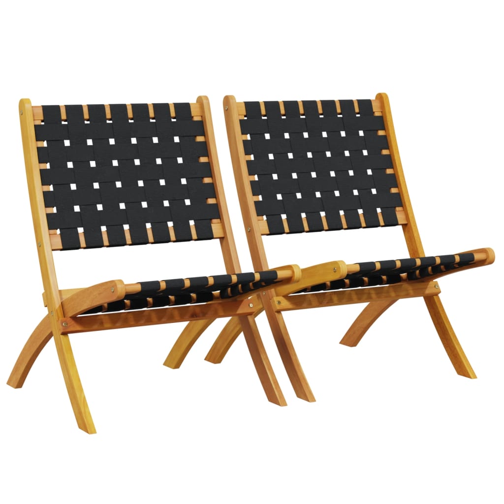 Maison Exclusive - Klappstühle, 2 Stück, Schwarz, Massives Akazie