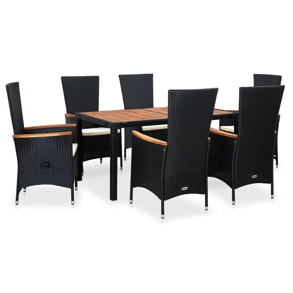 Maison Exclusive - 7-tlg. Garten-essgruppe Poly Rattan Akazienhol