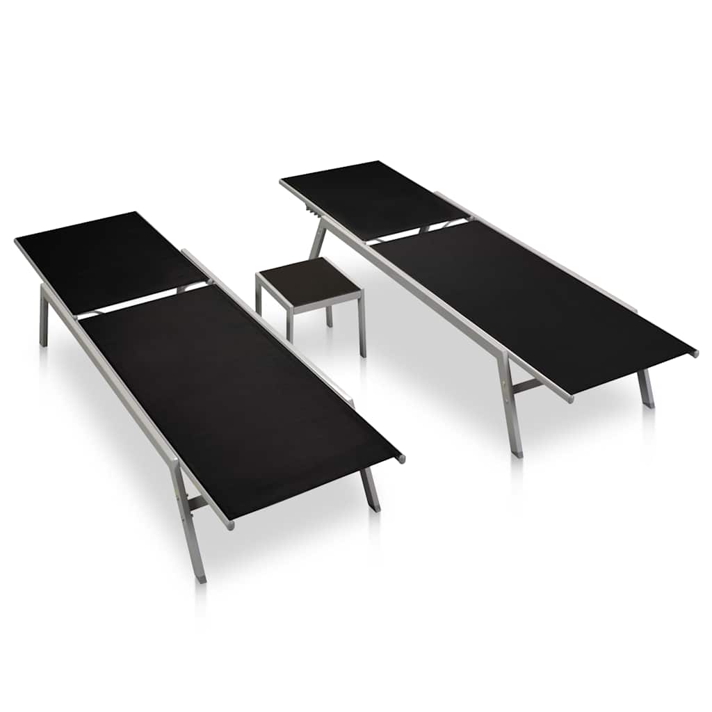 Maison Exclusive - Sonnenliegen 2 Stk. Mit Tisch Stahl Und Textil