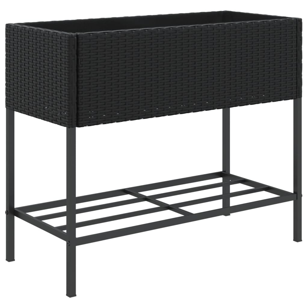 Maison Exclusive - Pflanzkübel Mit Ablage Schwarz Poly Rattan