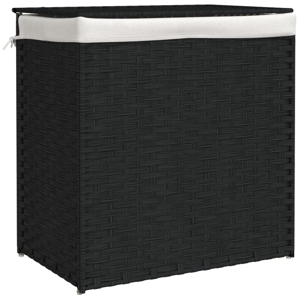 Maison Exclusive - Wäschekorb Mit 2 Fächern Schwarz 53x35x57 Cm P