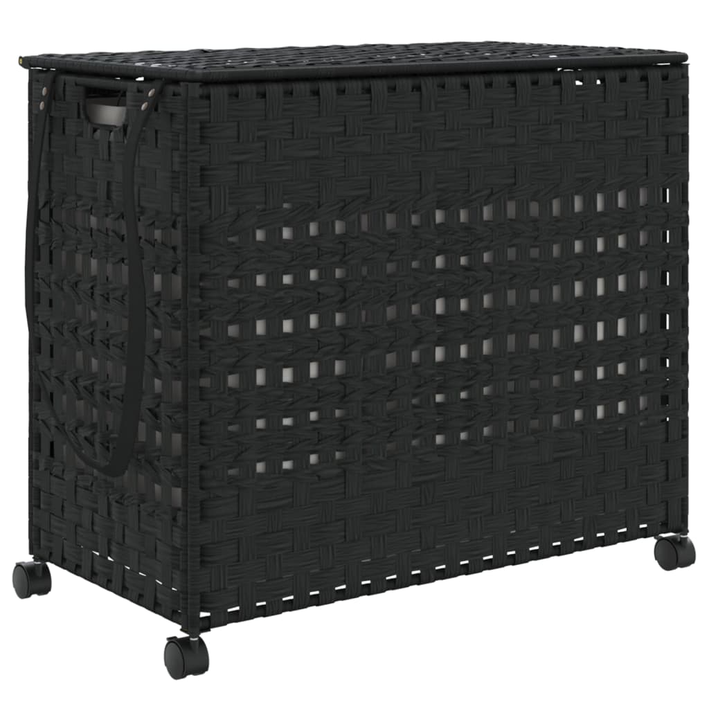 Maison Exclusive - Wäschekorb Mit Rollen Schwarz 66x35x60 Cm Ratt