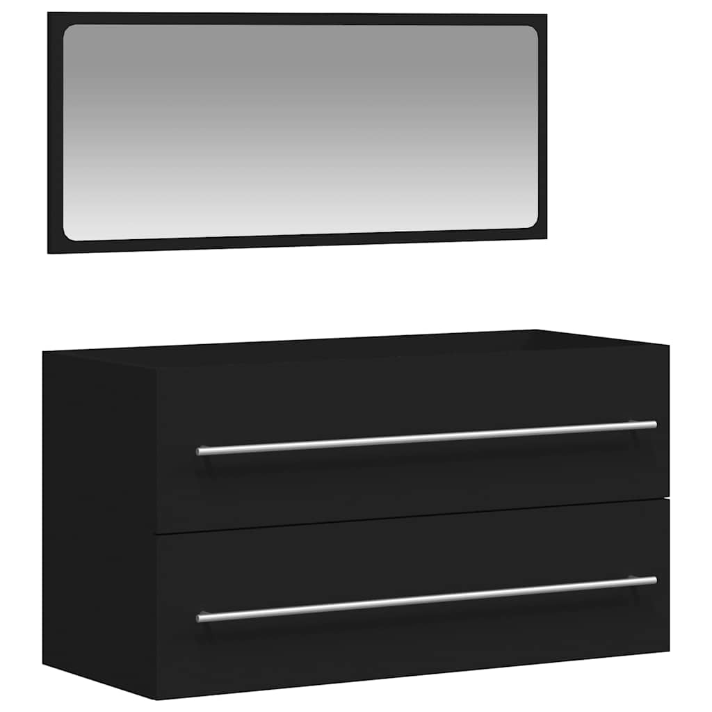 Maison Exclusive - Badschrank Mit Spiegel Schwarz Holzwerkstoff