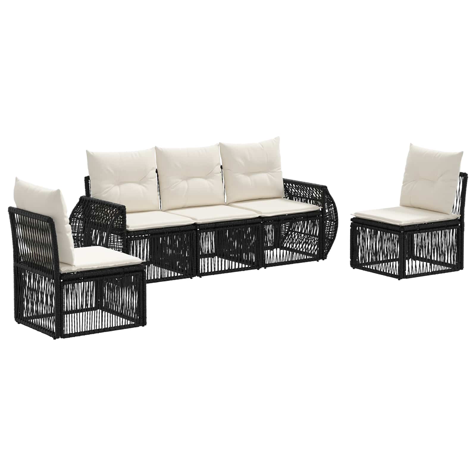 Maison Exclusive - Gartensofa-set 5 Stk. Schwarz Und Cremeweiß Po