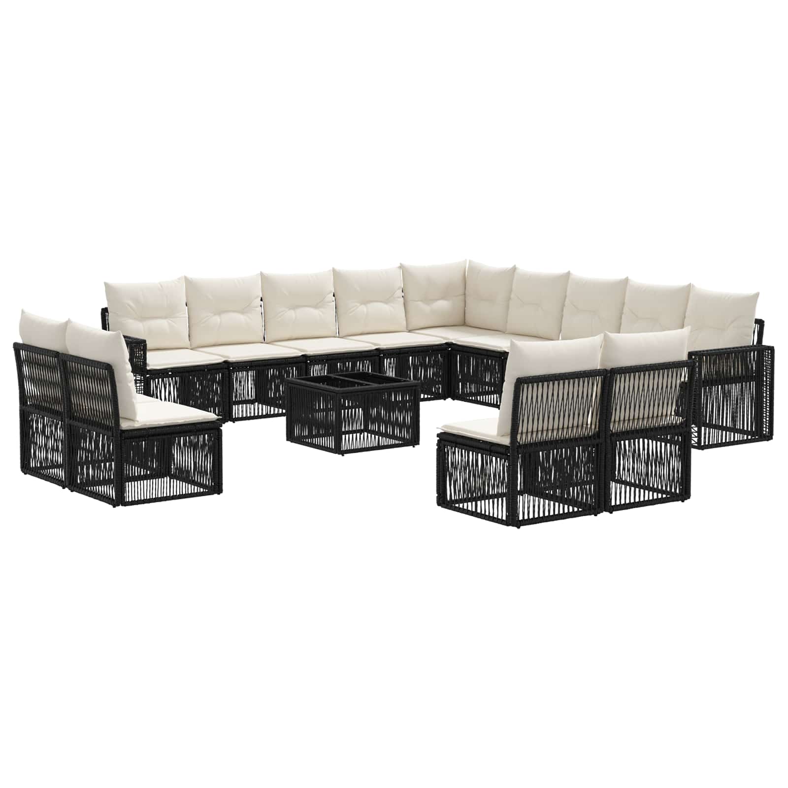 Maison Exclusive - Gartensofa-set 14 Stk. Schwarz Und Cremeweiß P