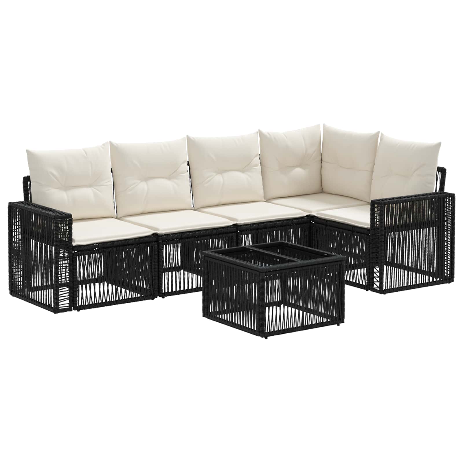 Maison Exclusive - Gartensofa-set 6 Stk. Schwarz Und Cremeweiß Po