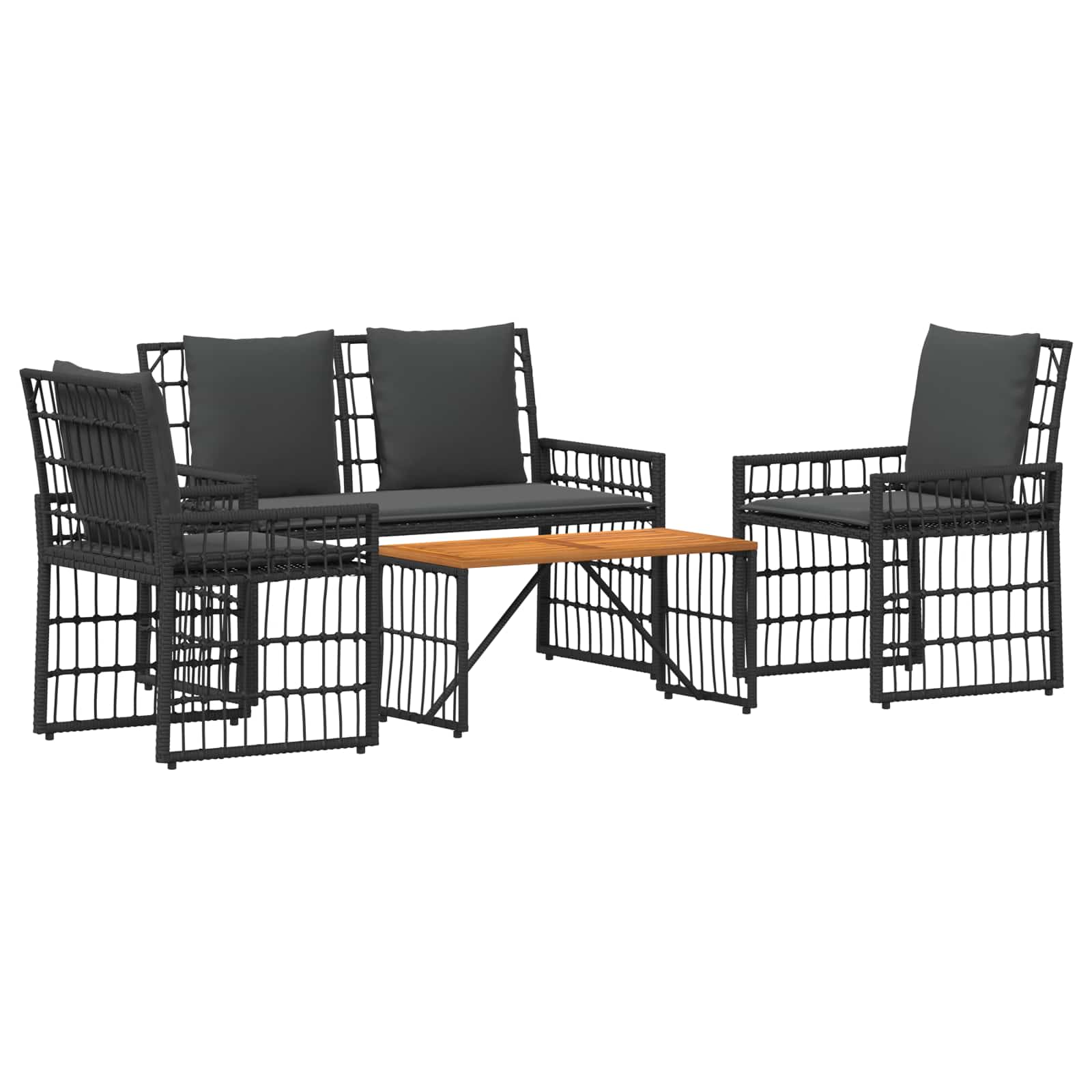 Maison Exclusive - Gartenmöbel Set 4 Stk. Schwarz Und Dunkelgrau