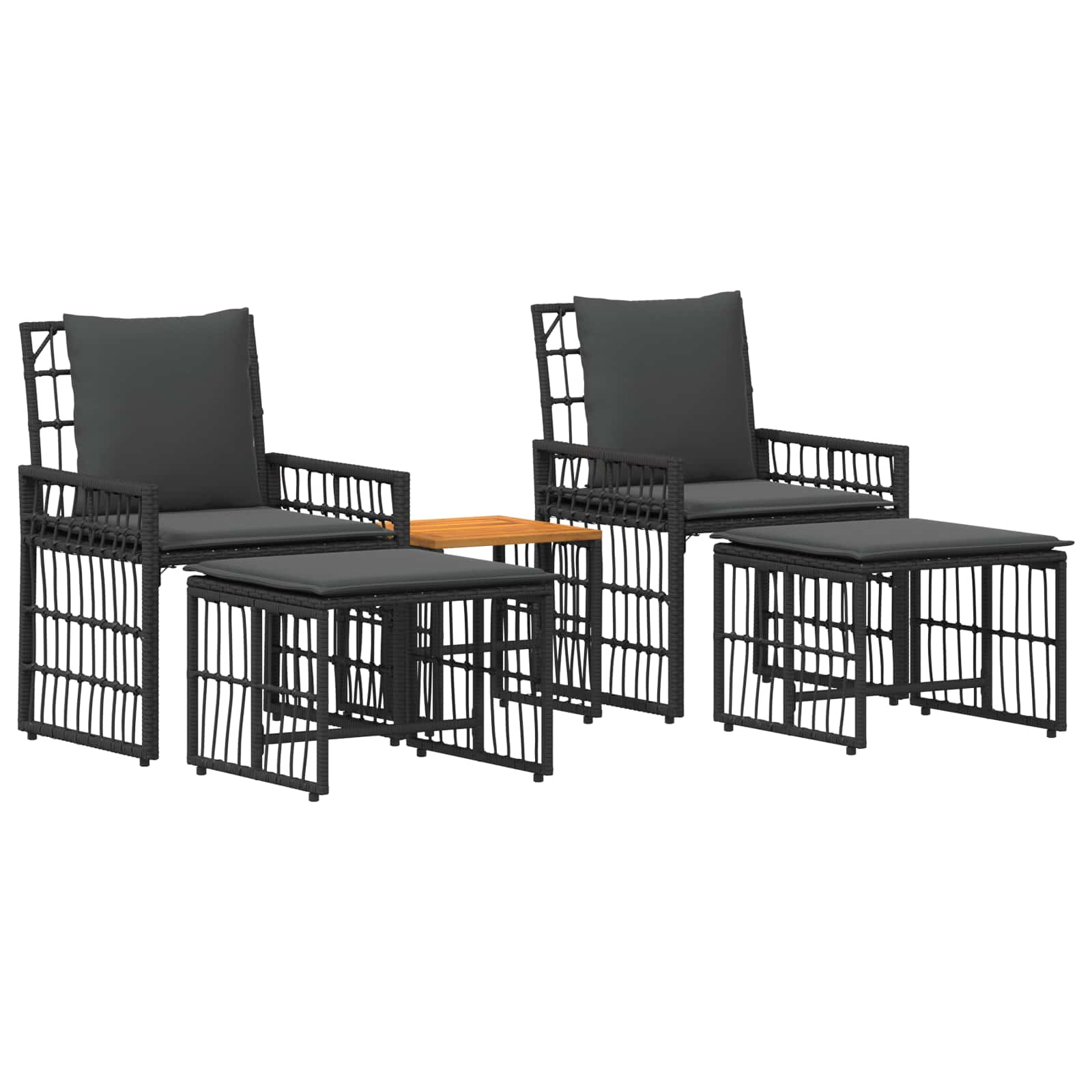 Maison Exclusive - Gartenmöbel Set 5 Stk. Schwarz Und Dunkelgrau