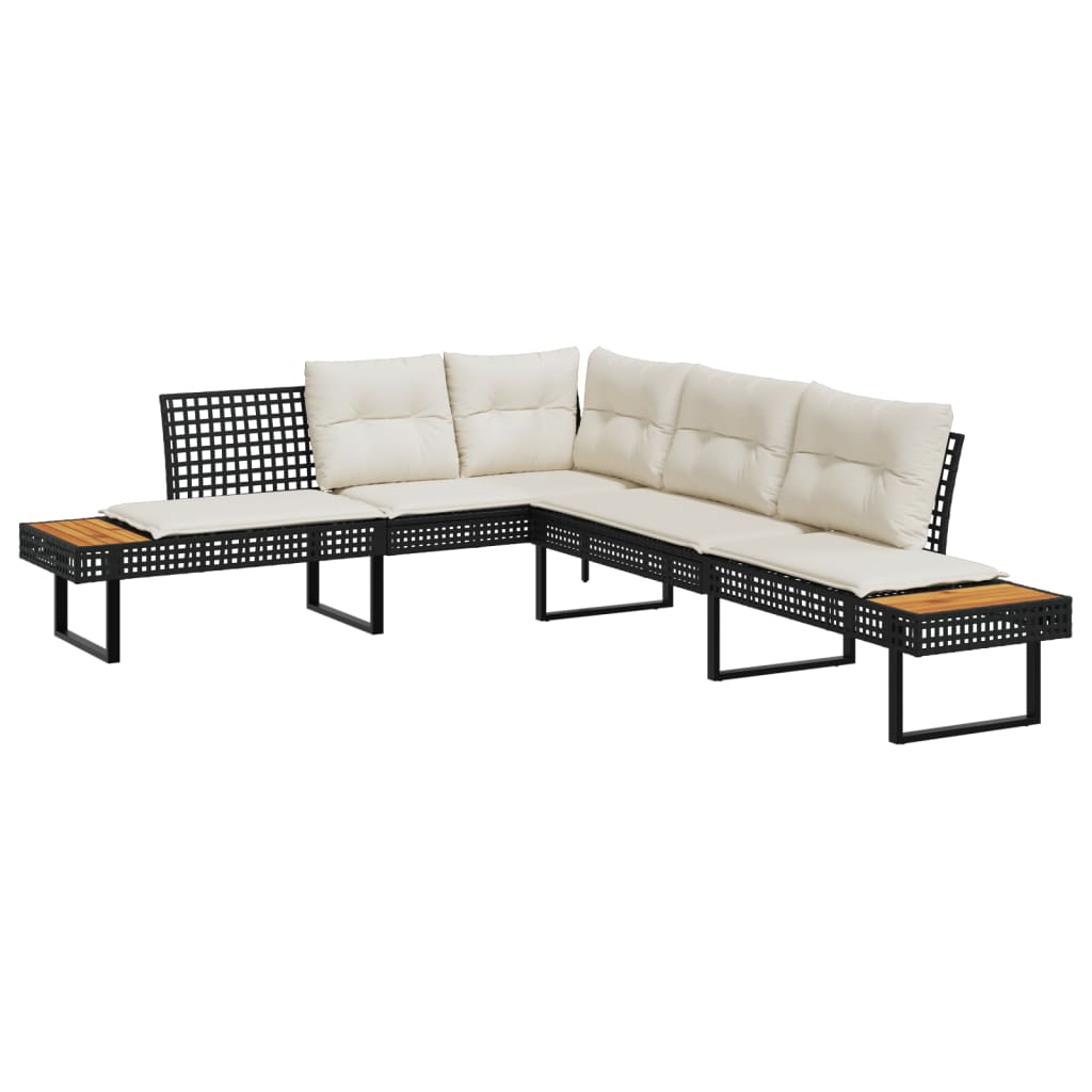 Maison Exclusive - Gartensofa In L-form Mit Kissen Schwarz Poly R