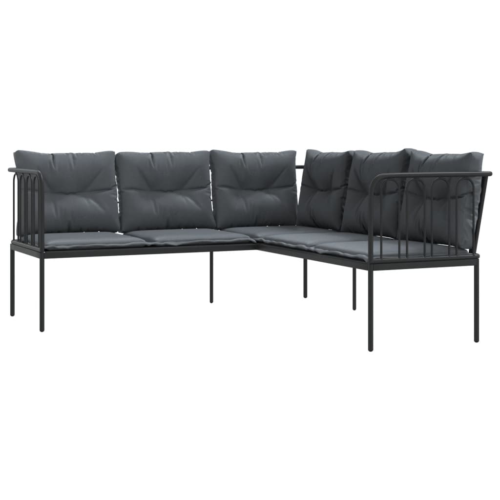 Maison Exclusive - Gartensofa In L-form Mit Kissen Schwarz Stahl