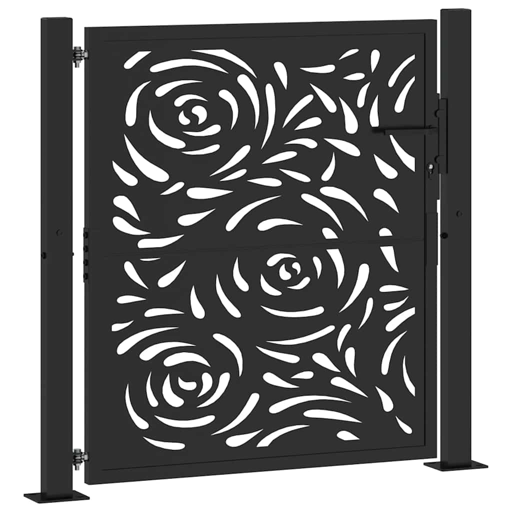 Maison Exclusive - Gartentor Schwarz 100x100 Cm Stahl Flammendesi