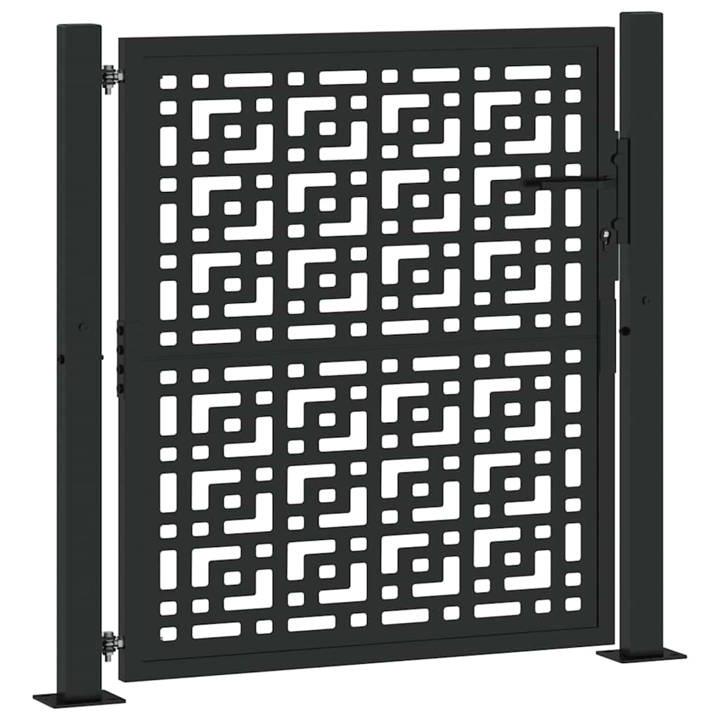 Maison Exclusive - Gartentor Schwarz 100x100 Cm Stahl Kreuz-desig