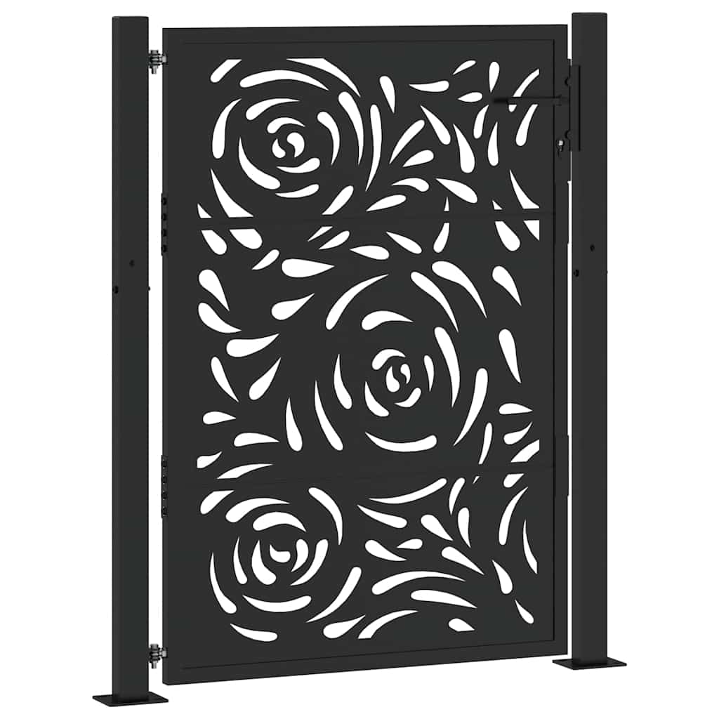 Maison Exclusive - Gartentor Schwarz 100x125 Cm Stahl Flammendesi