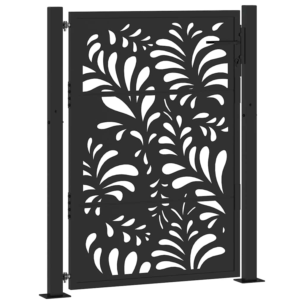 Maison Exclusive - Gartentor Schwarz 100x125 Cm Stahl Wellendesig