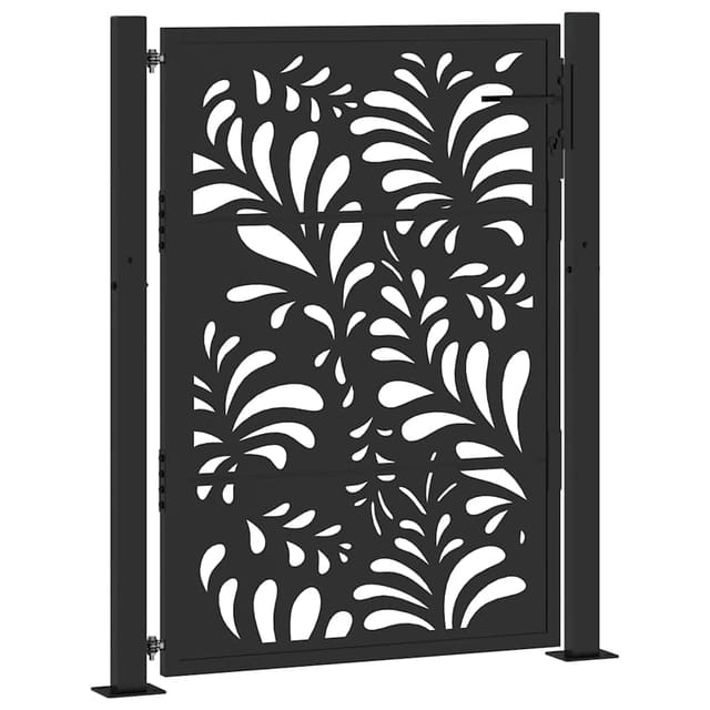 Maison Exclusive - Gartentor Schwarz 100x125 Cm Stahl Wellendesig