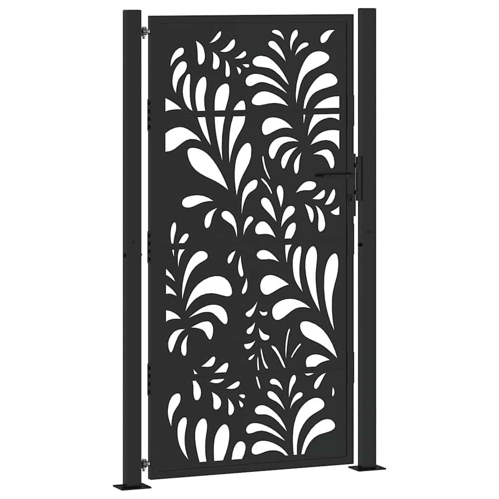 Maison Exclusive - Gartentor Schwarz 100x175 Cm Stahl Wellendesig