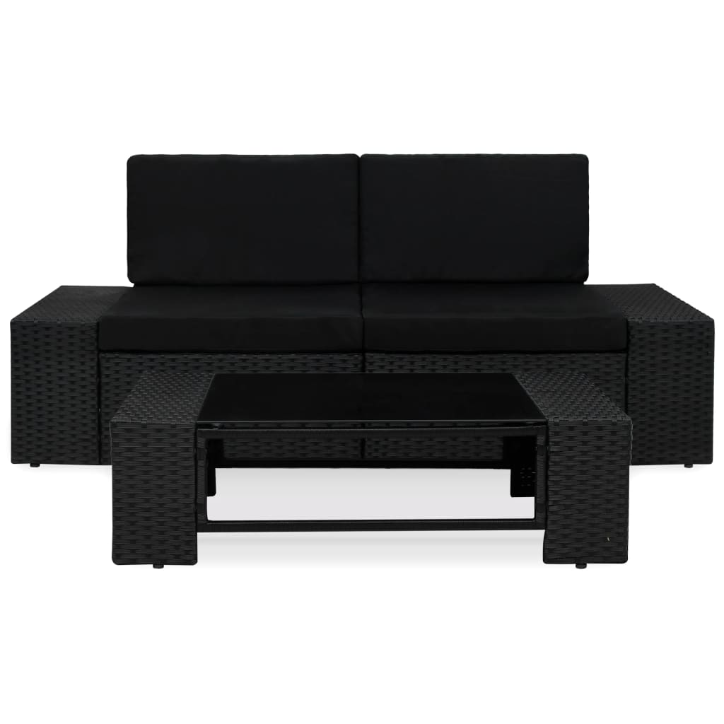 Maison Exclusive - 3-tlg. Garten-lounge-set Poly Rattan Schwarz