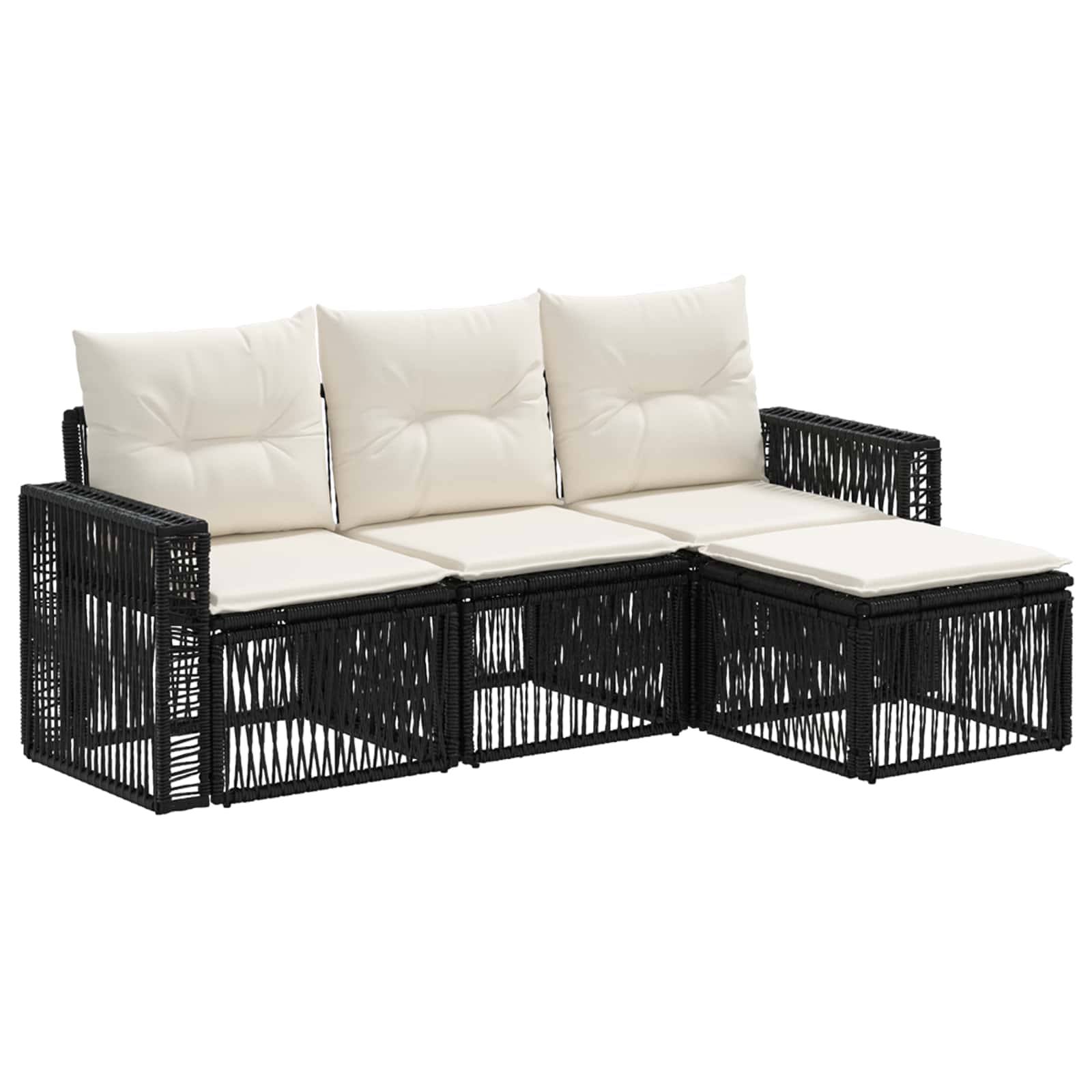 Maison Exclusive - Gartensofa-set 4 Stk. Schwarz Und Cremeweiß Po