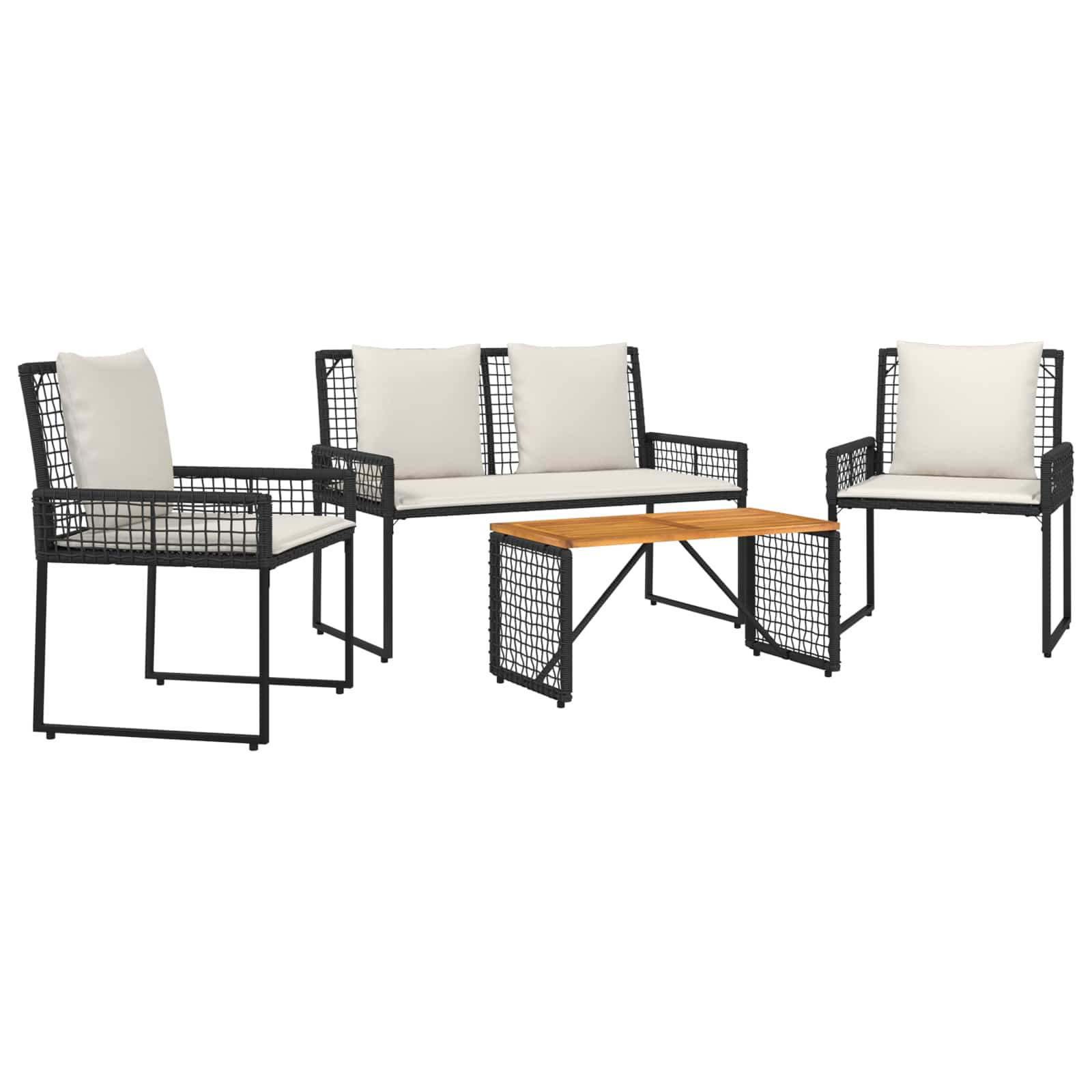 Maison Exclusive - Gartenmöbel-set 4 Stk. Schwarz Und Cremeweiß