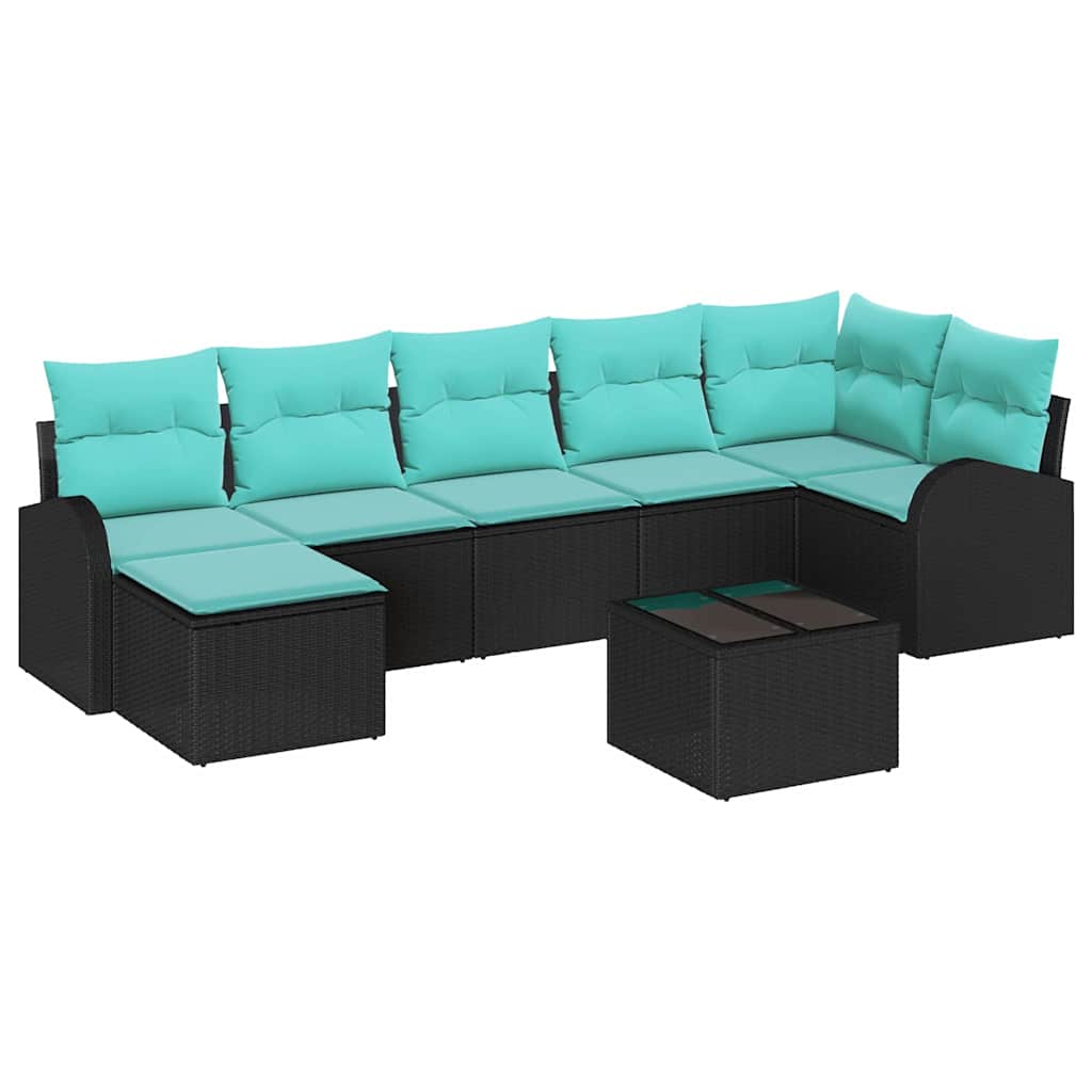 Maison Exclusive - Sofa Set 8 Stk. Schwarz Und Türkis Poly-rattan