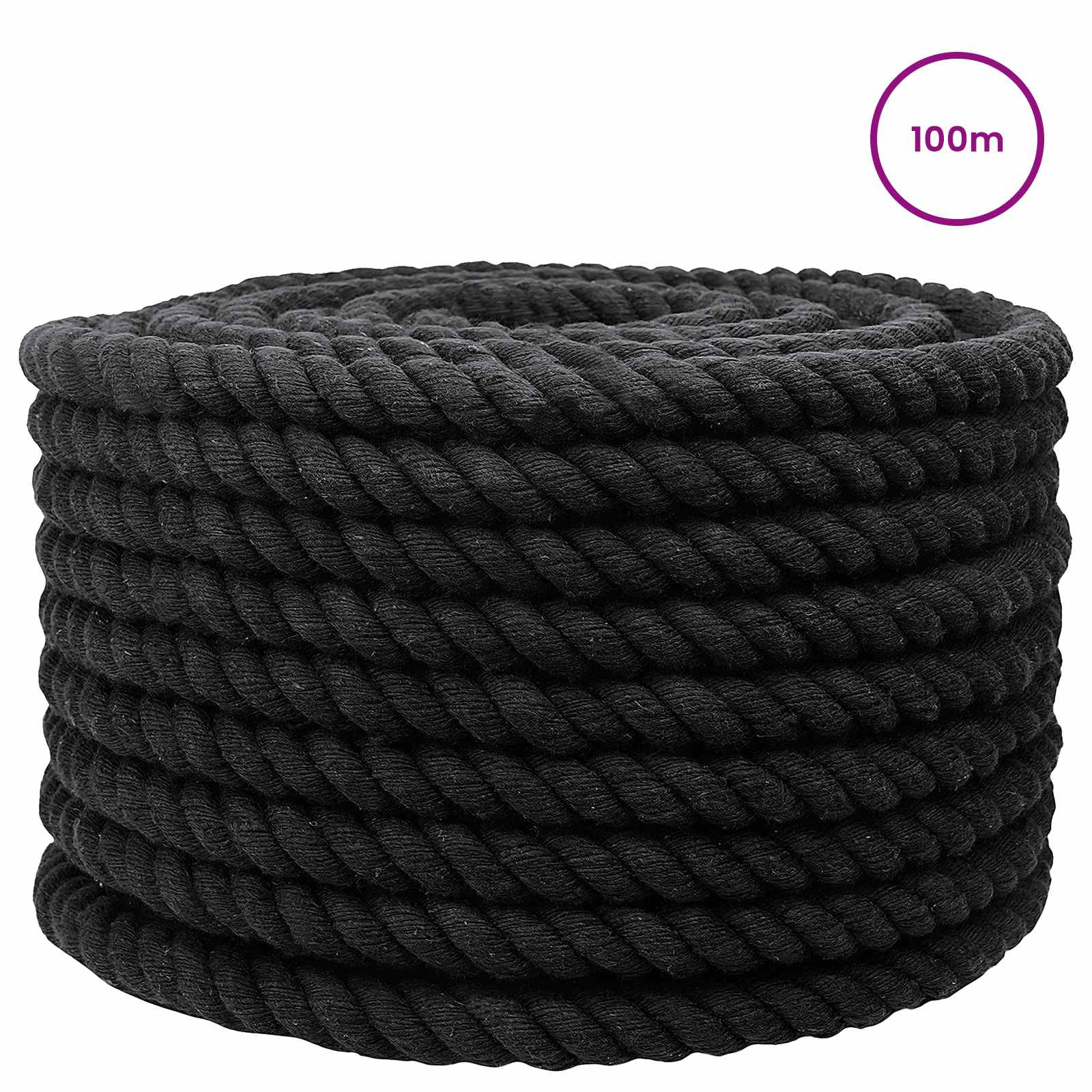 Maison Exclusive - Baumwollseil 20 Mm 100 M Schwarz 100% Baumwoll