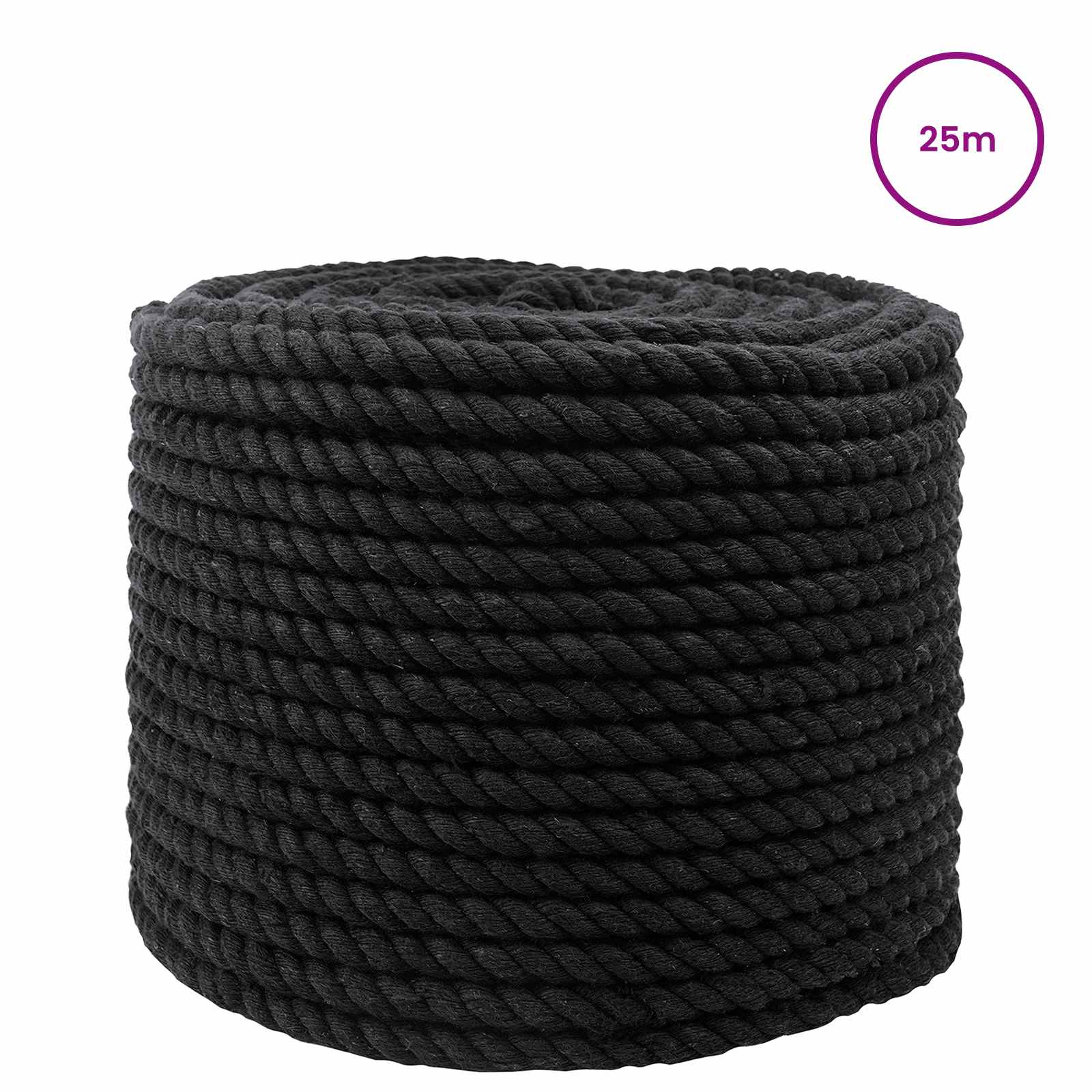 Maison Exclusive - Baumwollseil 14 Mm 25 M Schwarz 100% Baumwolle