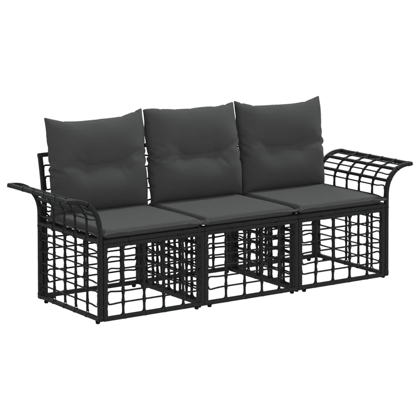 Maison Exclusive - Outdoor-sofagarnitur 3 Stk. Schwarz Und Dunkel