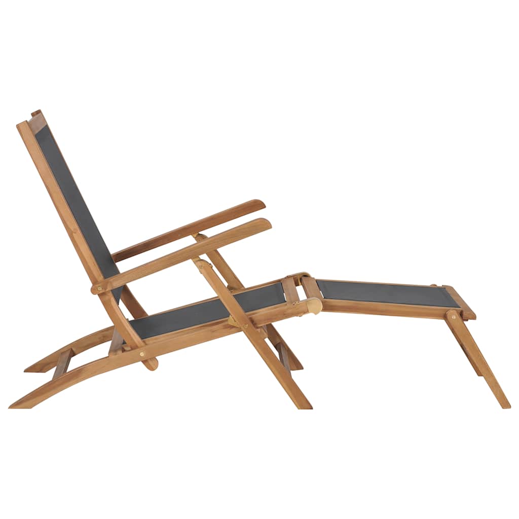 Maison Exclusive - Liegestuhl Mit Fußteil Massivholz Teak Schwarz