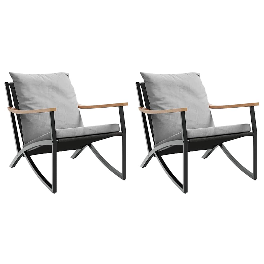 Maison Exclusive - Gartenstühle Mit Kissen 2 Stk. Schwarz Stahl