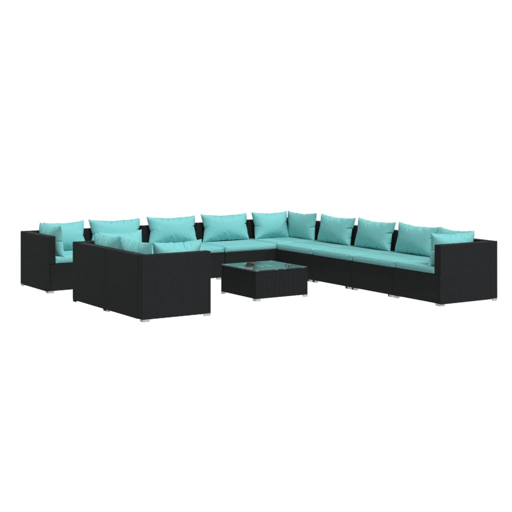 Maison Exclusive - 12-tlg. Garten-lounge-set Mit Kissen Schwarz P