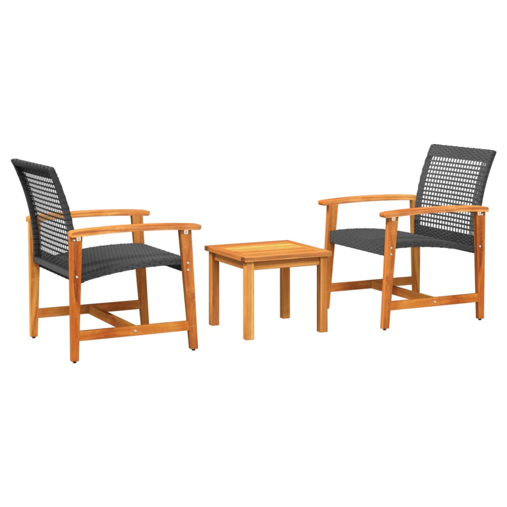 Maison Exclusive - 3-tlg. Bistro-set Schwarz Poly Rattan Und Akaz