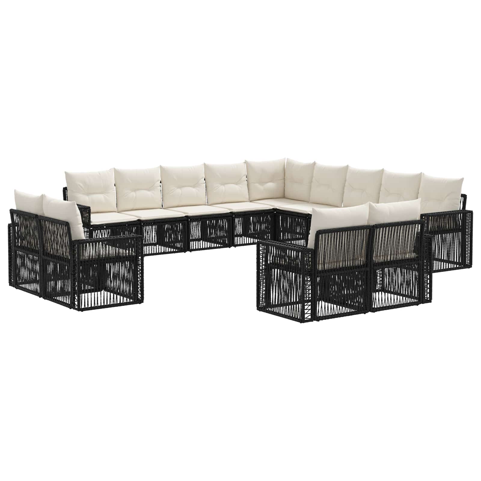 Maison Exclusive - Gartensofa-set 13 Stk. Schwarz Und Cremeweiß P