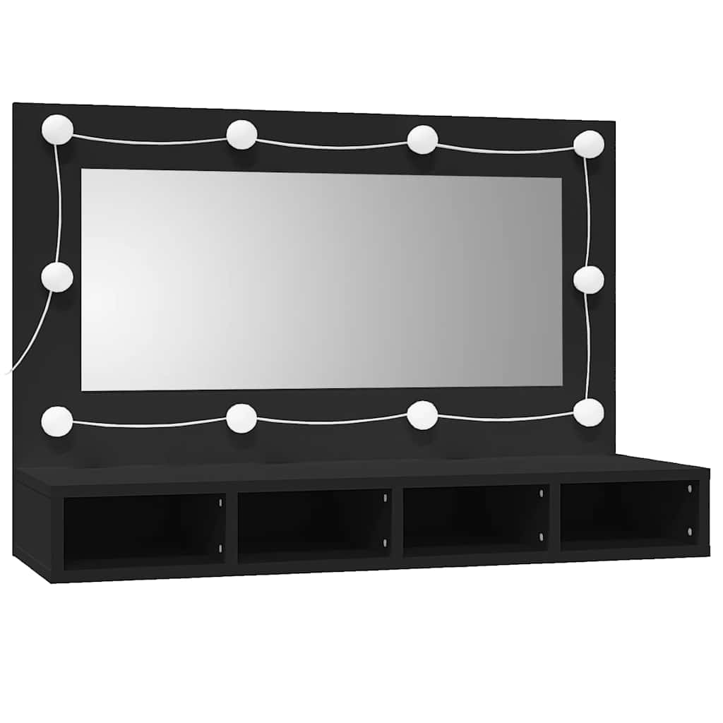 Maison Exclusive - Spiegelschrank Mit Led Schwarz 90x31,5x62 Cm