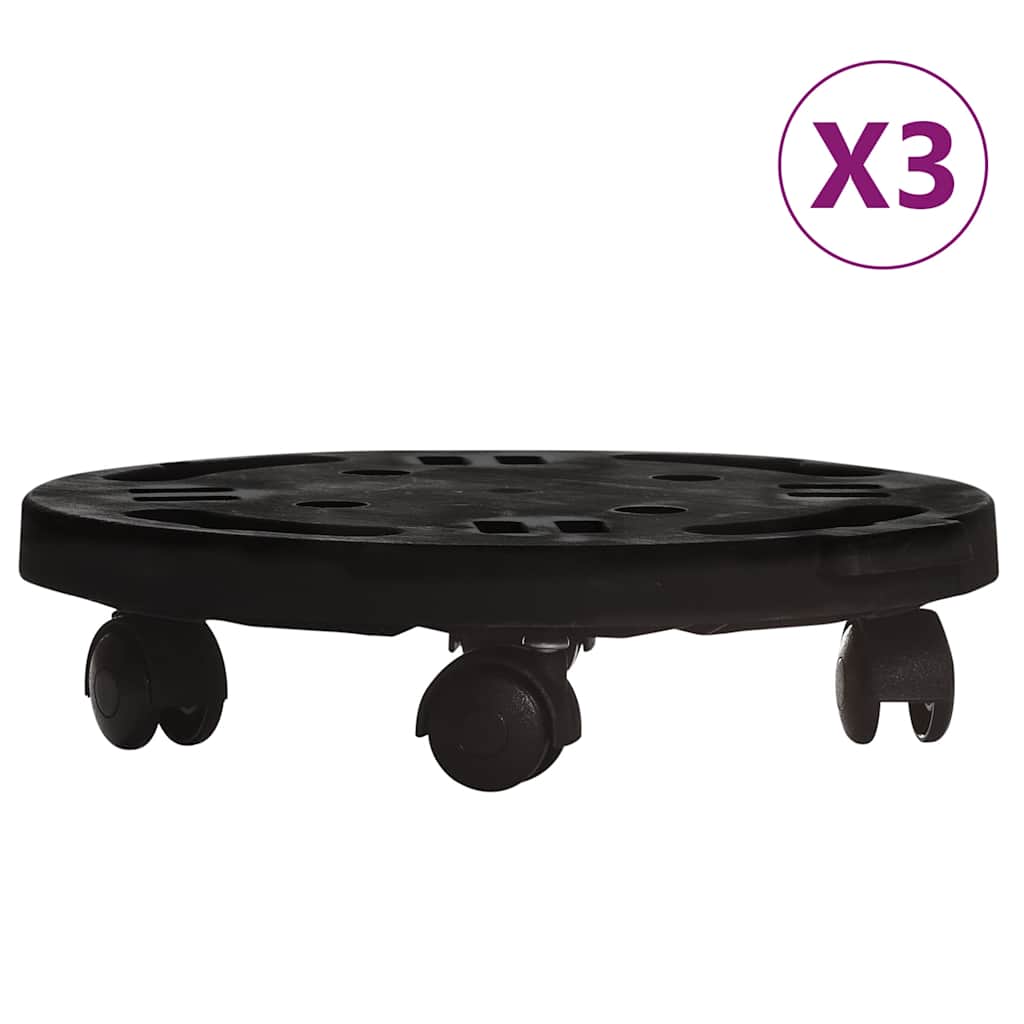 Maison Exclusive - Pflanzenroller 3 Stk. 30 Cm Durchmesser Schwar
