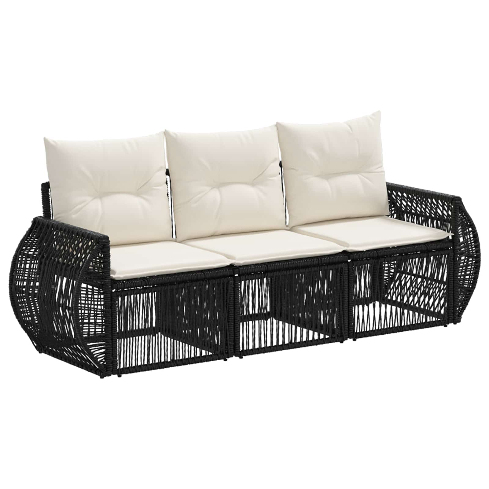 Maison Exclusive - Gartensofa-set 3 Stk. Schwarz Und Cremeweiß Po